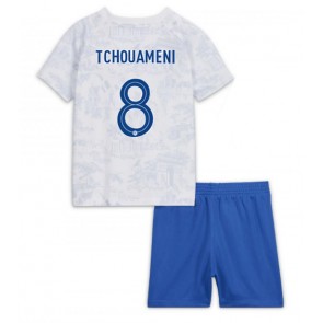 Frankrig Aurelien Tchouameni #8 Udebanesæt Børn VM 2022 Kort ærmer (+ korte bukser)